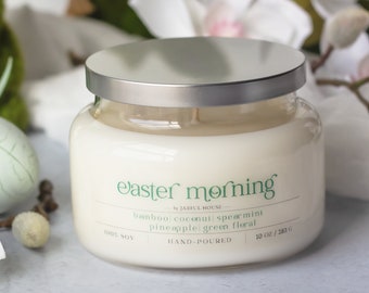 Easter Candle | Spring Soy Candle Bamboo + Coconut + Spearmint + Pineapple | Easter Gift - 10 oz.