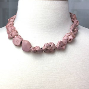 Chunky Pink turquoise necklace, Pink Magnesite necklace, womens fashion jewelry
