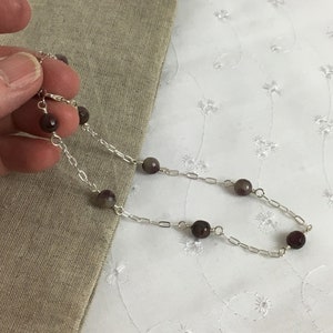 Tourmaline anklet in sterling, genuine tourmaline, handmade gemstone ankle bracelet, dainty and adjustable