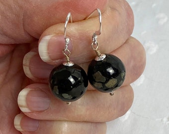 Pyrite Earrings in Sterling or Gold Filled, Fools Gold earrings