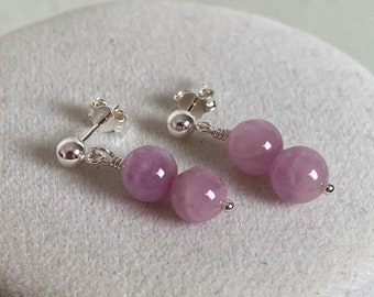 Pink Lilac Kunzite Gemstone Earrings, Dainty and Feminine Earrings, Choose Earring style