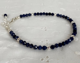 Blue Sapphire Anklet, September birthstone