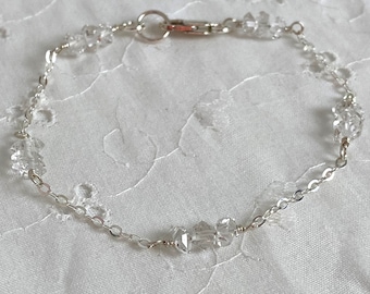 Herkimer Diamond Bracelet in Gold filled or Sterling Silver, Herkimer Diamond Jewelry, April Birthstone