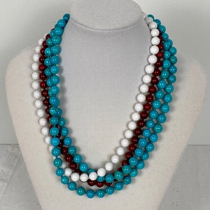 Red White Blue Gemstone Necklace:  Patriotic Jewelry