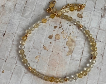 Citrine Gemstone Anklet, November birthstone