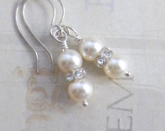 Pearl Wedding Earrings in Ivory Cream Pink or White, Bridal Earrings