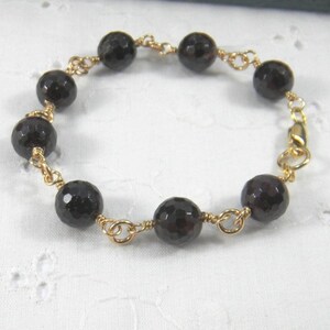 Garnet beaded bracelet, gold filled Gemstone bracelet, January Birthstone, 2nd anniversary