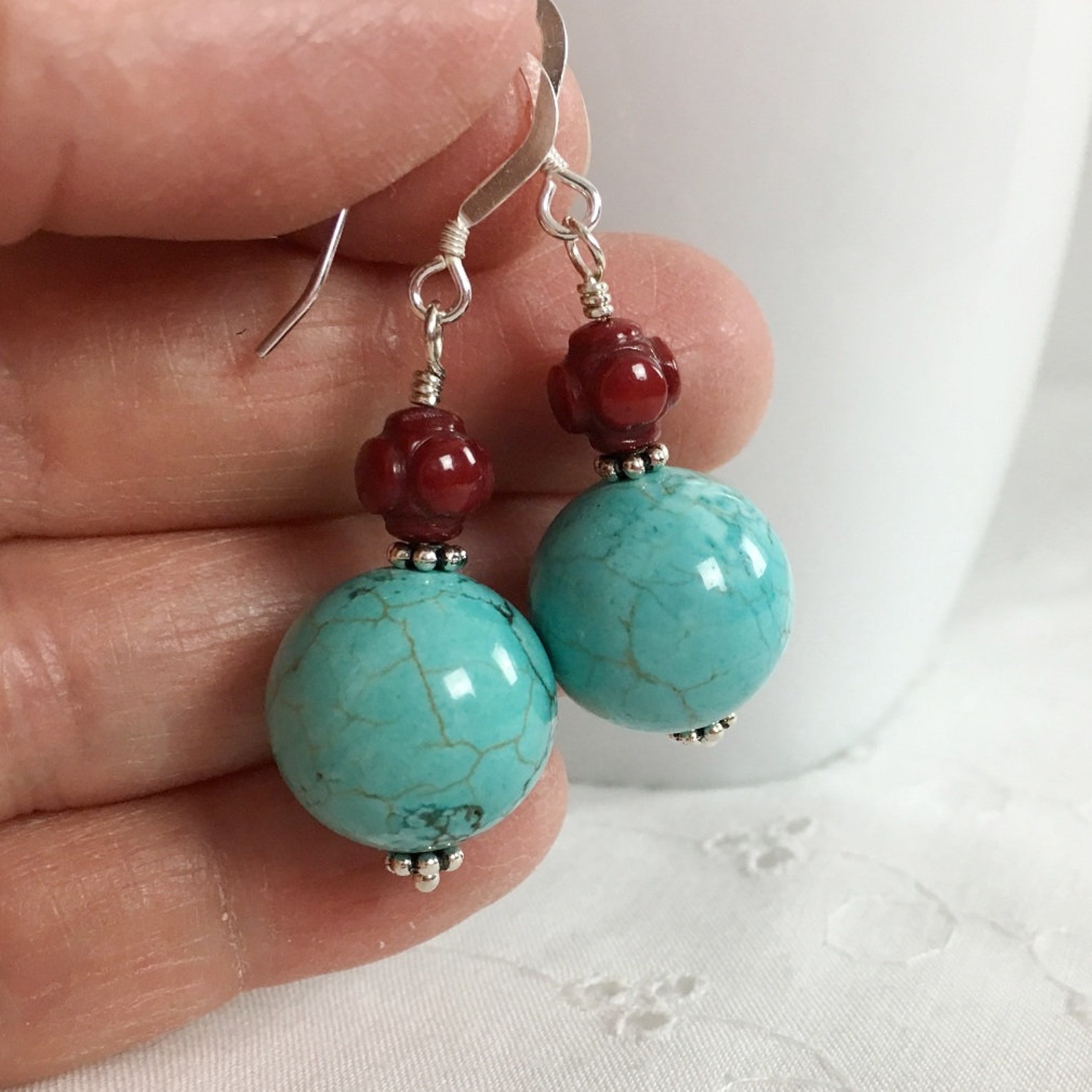 Turquoise Pearl Earrings