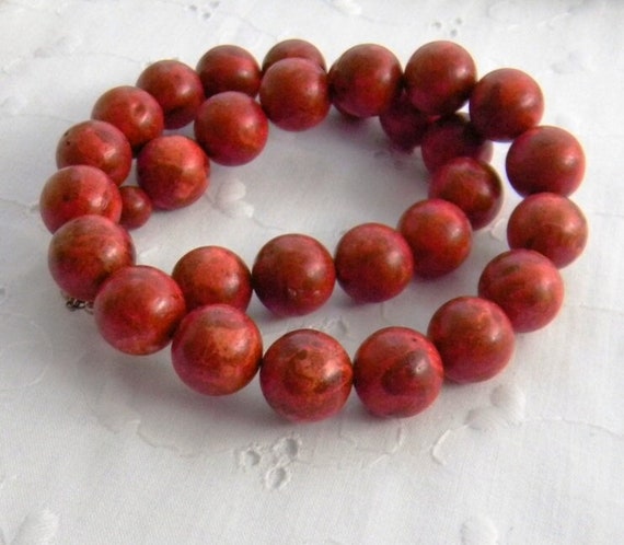 Chunky Red Sponge Coral Necklace, Womens Fashion Jewelry