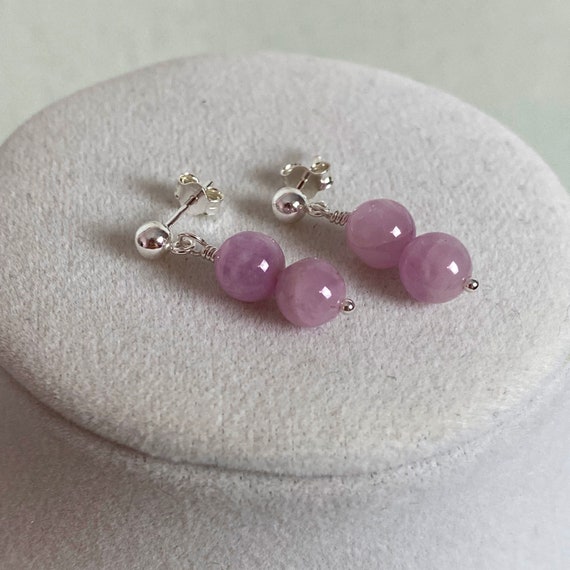 Pink Lilac Kunzite Gemstone Earrings, Dainty and Feminine Earrings, Choose Earring style