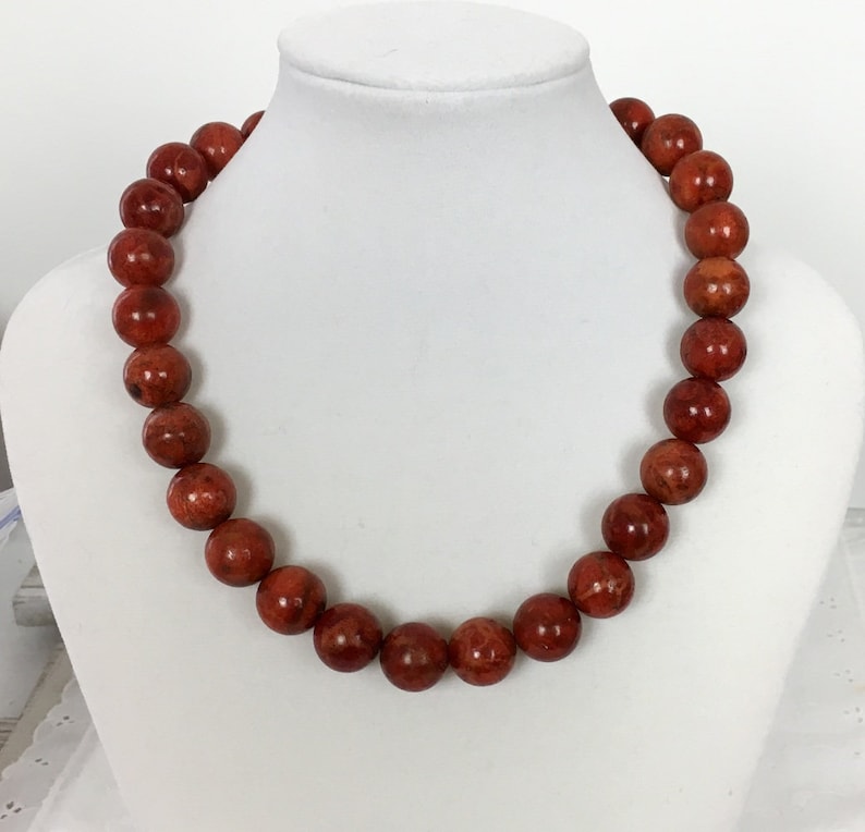Chunky Red Sponge Coral Necklace, Womens Fashion Jewelry bild 3