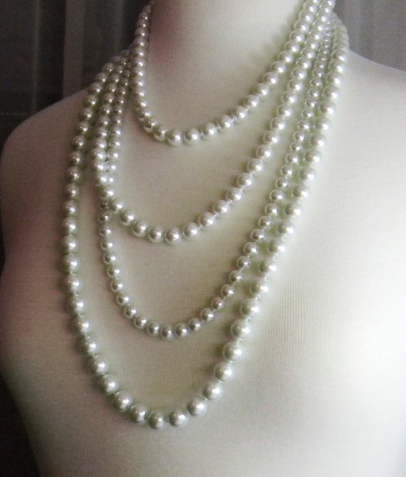 Unique Long Multi Strand Pearl Necklace Designer Inspired - Etsy