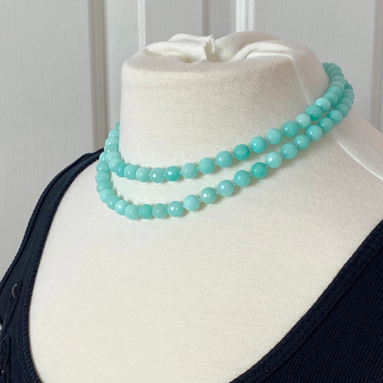 Long Seafoam Green Jade Necklace Light Green Jade Necklace Etsy
