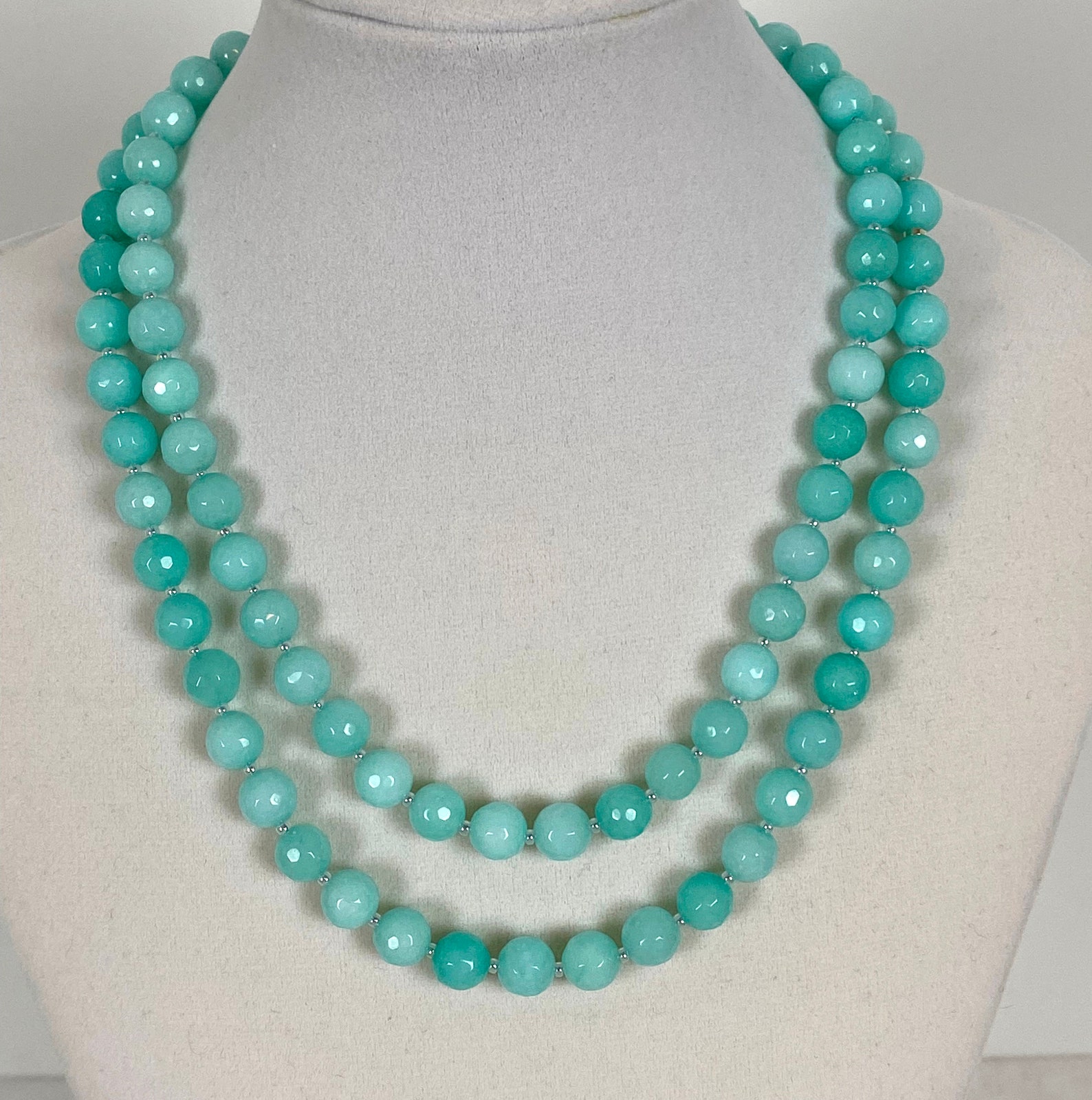 Long Seafoam Green Jade Necklace Light Green Jade Necklace Etsy