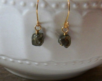 Pyrite Earrings, Pyrite nugget earrings, Drop Earrings, Dangle Earrings, Gemstone Earrings