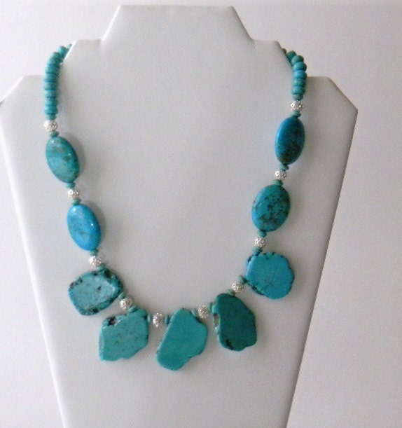 Chunky Turquoise Statement Necklace Blue Necklace Gemstone | Etsy
