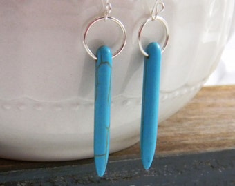 Blue Turquoise Spike Earrings, Bachelorette Britt inspired earrings,