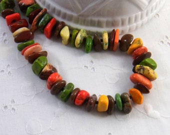 Fall color necklace, Southwestern Nugget Beaded Necklace for autumn