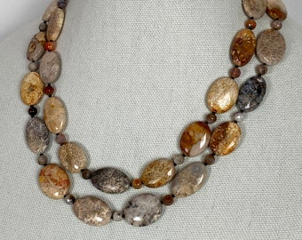 Fossil Coral and Agate Necklace, Single Strand or Double Strand