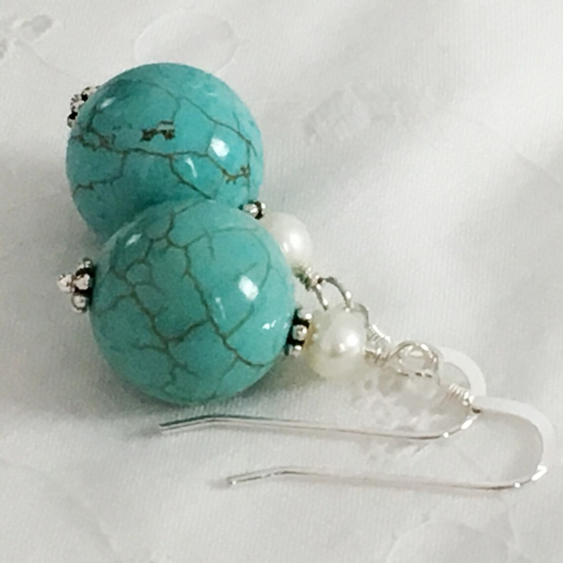Turquoise and Pearl Earrings