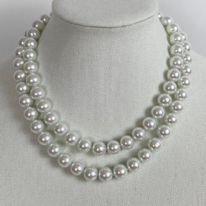 Two Strand Pearl Bib - June Birthstone - Pearl Station Chain