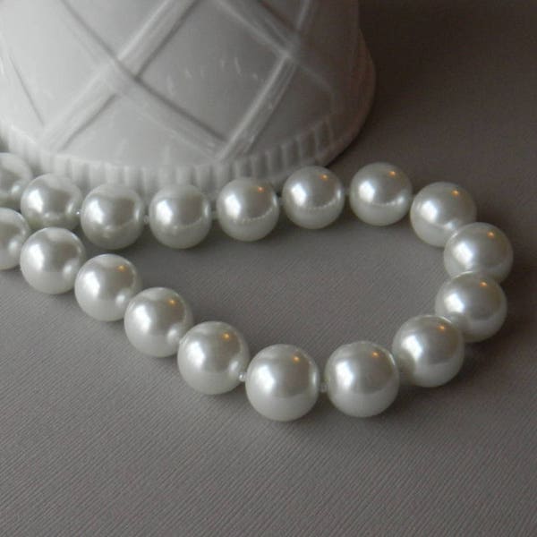 Chunky White Pearl Necklace, Big Pearl Necklace, Gift for Her