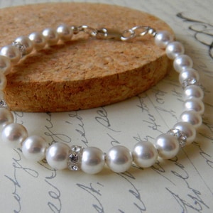 Pearl Wedding Bracelet: Bridal Bridesmaid Jewelry in White Pink or Cream/Ivory