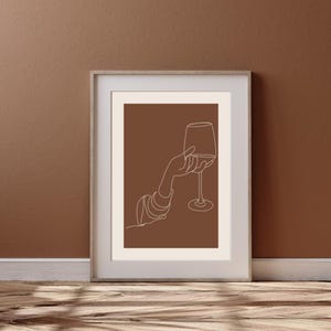 Brown Tan Wine Printable Art, Wine Lovers Wall Art, Bar Cart Decor, Wine Glass Art Print, Celebration Digital Download, Wine Glass Art