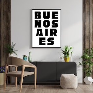 Buenos Aires Wall Art, Digital Print, Argentina Travel Poster, Instant Download, Argentine Home Decor, White Urban Cityscape Argentina Art