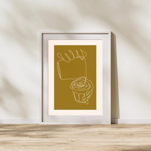 Cappuccino Art Print, Barista Hands Coffee Wall Art, Coffee Shop Printable Decor, Latte Art Kitchen Poster, Digital Download, Brown and Tan