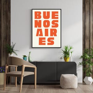 Orange Buenos Aires Wall Art, Digital Print, Argentina Travel Poster, Instant Download, Argentine Home Decor, Urban Cityscape Argentina Art