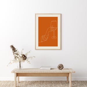 Orange Wine Printable Art, Wine Lovers Wall Art, Bar Cart Decor, Wine Glass Art Print, Celebration Digital Download, Wine Glass Art