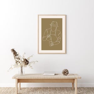 Barista Art Print, Coffee Lover Wall Art, Coffee Shop Printable Decor, Latte Art Kitchen Poster, Espresso Art Digital Download, Brown