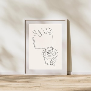 Cappuccino Art Print, Barista Hands Coffee Wall Art, Coffee Shop Printable Decor, Latte Art Kitchen Poster, Digital Download, Black and Tan