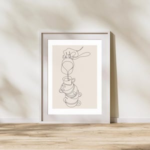 Barista Art Print, Coffee Lover Wall Art, Coffee Shop Printable Decor, Latte Art Kitchen Poster, Espresso Art Digital Download, Brown