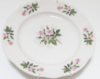 On Sale Buffalo China 11 Inch French White and  Hot Pink Edge Serving Platter Restaurant Ware Vintage Kitchen