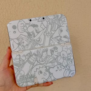Gaming Crossover 3DS Case, Retro Fighting Game Protective Shell for Nintendo 3DS, Monochrome Character Hard Cover