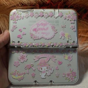 Jolie pochette pour 3DS Sakura Bunny | Étui kawaii rose avec fleurs de cerisier pour Nintendo 3DS/XL/LL | Coquille protectrice florale pastel
