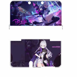 May include: A white and purple phone case featuring anime-style artwork of a female character with white hair and a futuristic outfit. The case has the word "Bronya" and "Bar" in neon lights. The bottom of the case has the text "Heart of the Night".