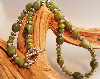 Jade Necklace Jade Bead Necklace Green Jade Necklace Jade and Silver Necklace Jade Beaded Necklace