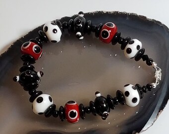 Black and White Glass Bead Bracelet Handmade Glass Bead Bracelet