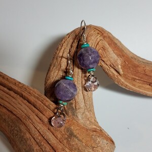 Amethyst and Turquoise Earrings Boho Earrings