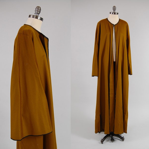 SALE Vintage OLIVE wool ceremonial robe / HUGE belled sleeves / Ultra maxi length