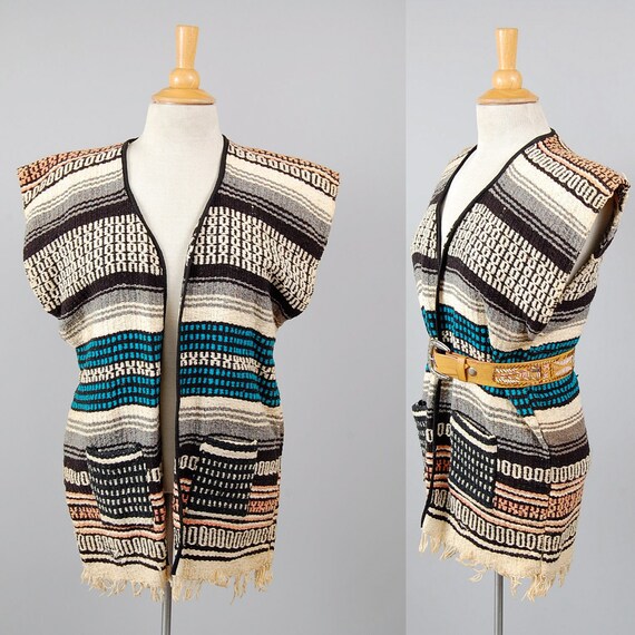 Items similar to 70s woven Mexican blanket Hippie vest on Etsy