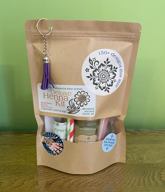 Deluxe DIY Henna Kit, All-natural Dark Stain, Practice Card