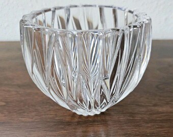 Noritake Crystal Satin Leaves Votive Candle Holder Bowl Germany