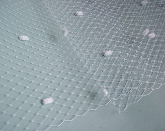 Weekly Promos -- 1 Yard 9 inches wide WHITE with Chenille Dots Russian/French Veiling