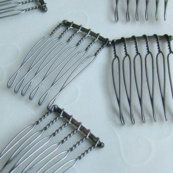 Reserve for BaroqueAndRoll only -- 24 pieces of Antique Silver Tone 6 teeth Hair Comb - 22 x35 mm