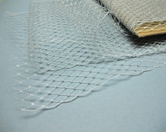 Weekly Promos -- 1 Yard 9 inches wide METALLIC SILVER Birdcage Russian/French Veiling