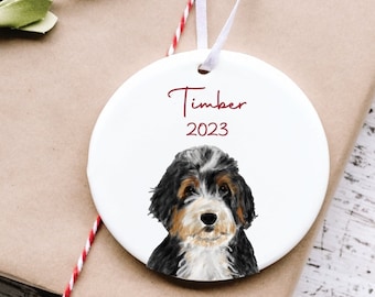 Bernedoodle Christmas Ornament, Bernedoodles, Bernese Mountain Dogs, Christmas Ornaments, Pet Christmas Ornaments